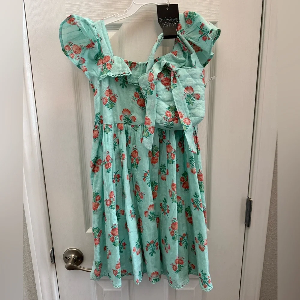 Cynthia Rowley‎ Mint Floral Sundress with Matching Quilted Bag